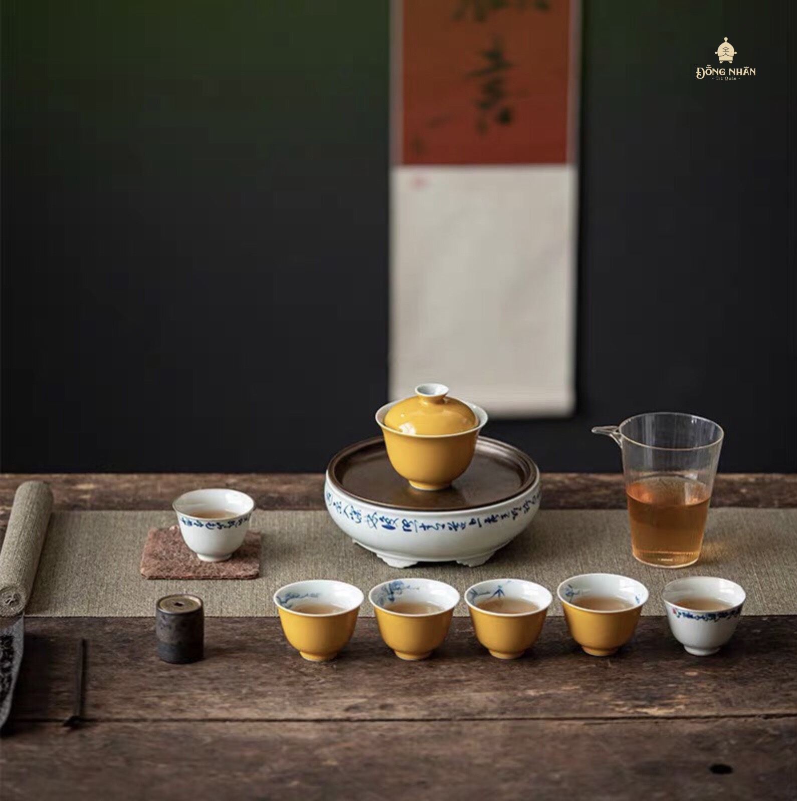 Bộ Chén Khải Cao Cấp - Màu Vàng
